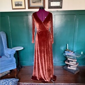 Baltic Born Rust Velvet Wrap Dress